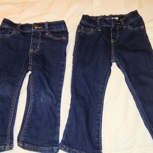 2 Pair baby girl Jeans- 9-12  & 12-18 Months